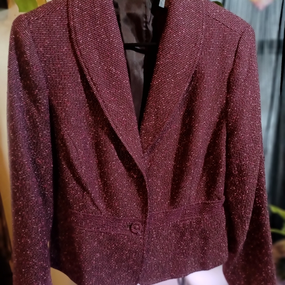 Hillard & Hanson Plum / Violet Tweed Blazer Jacket - Sz 12 - Picture 3 of 7